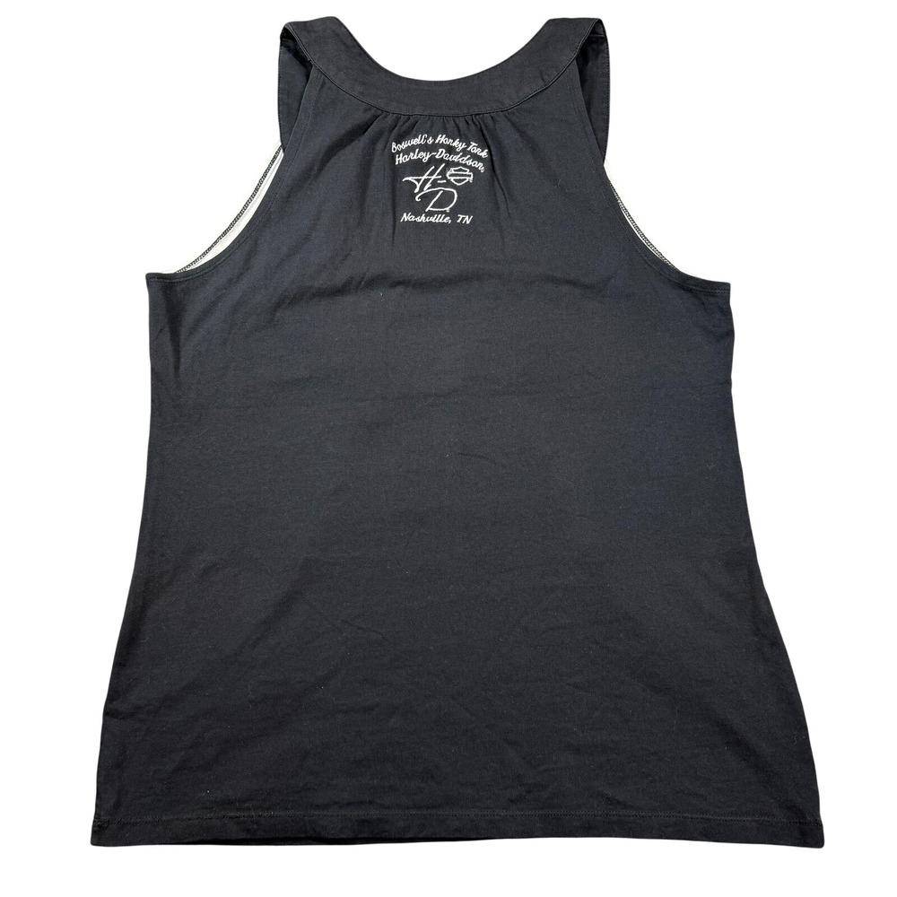 Harley Davidson Womens Black White Colorblock Tank Top Embroidered Logo L HADJ - Picture 2 of 10